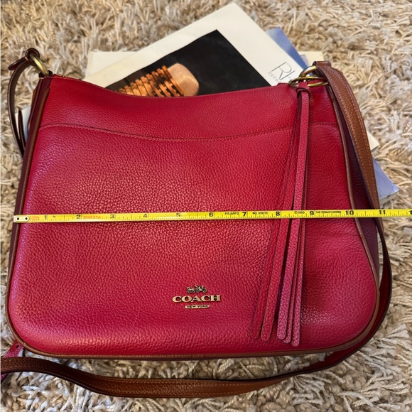 Like New Coach Chase Red Leather Crossbody Bag - Picture 5 of 6
